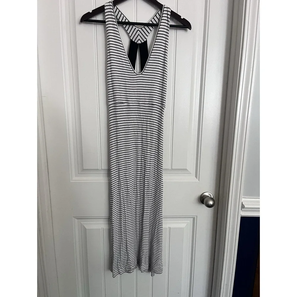 Free People Stripe Sleeveless Tank White Black Midi Womens Small‎ Summer 394